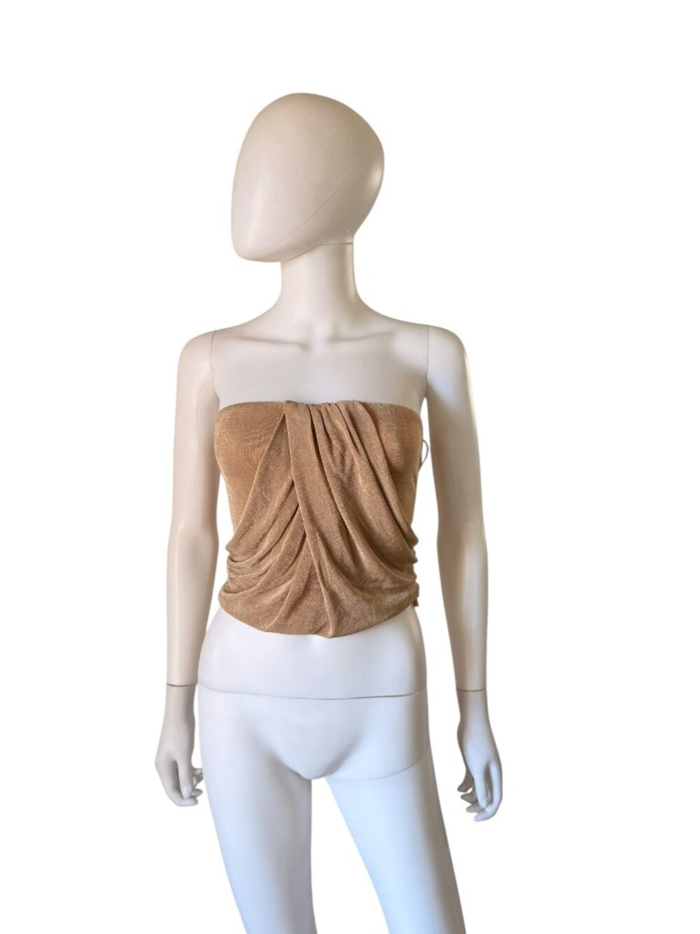 Micas Drapey Strapless Top Gold Large NEW